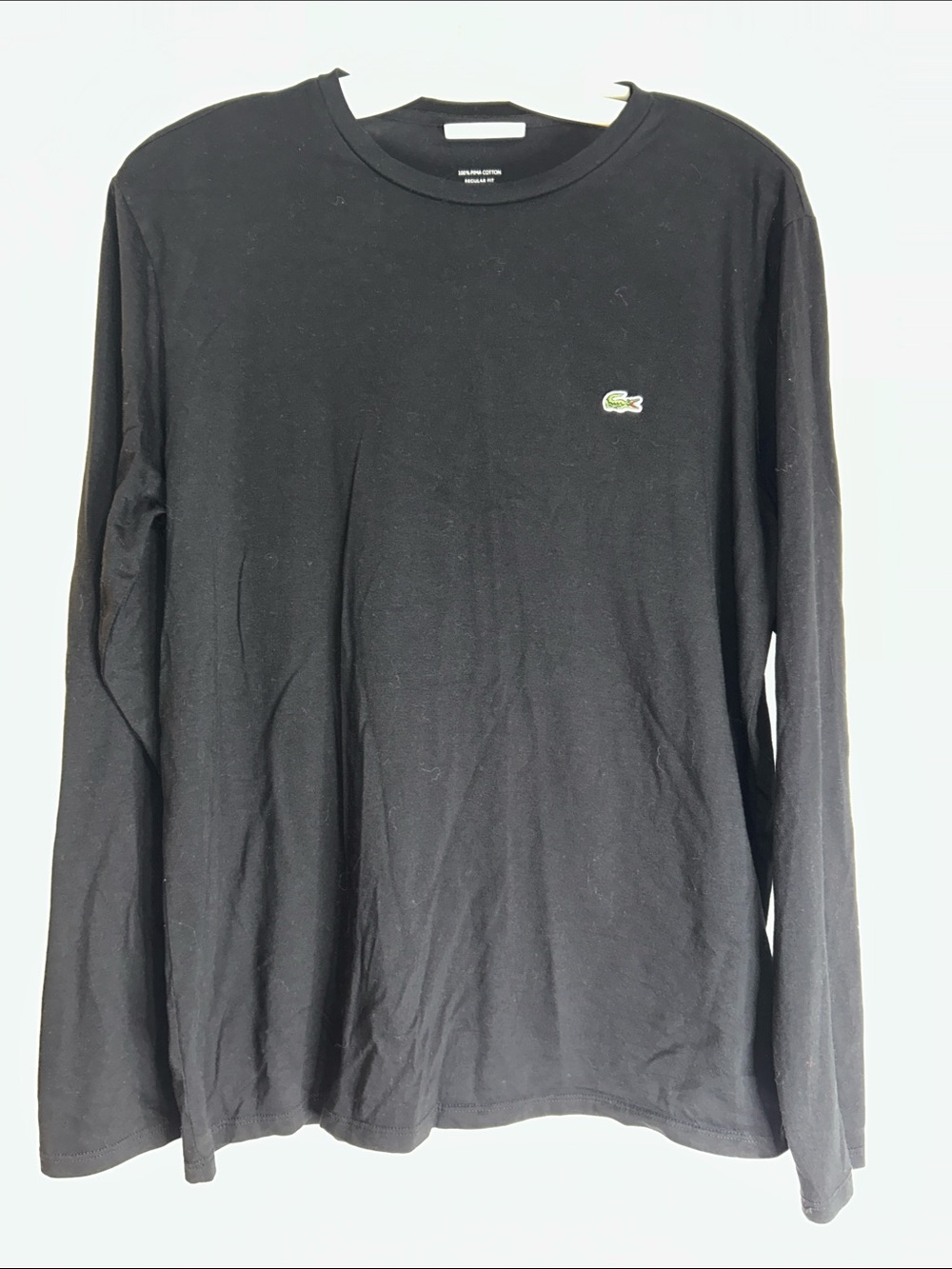 Lacoste Men's Long Sleeve Crewneck Shirt - Black with Green Logo